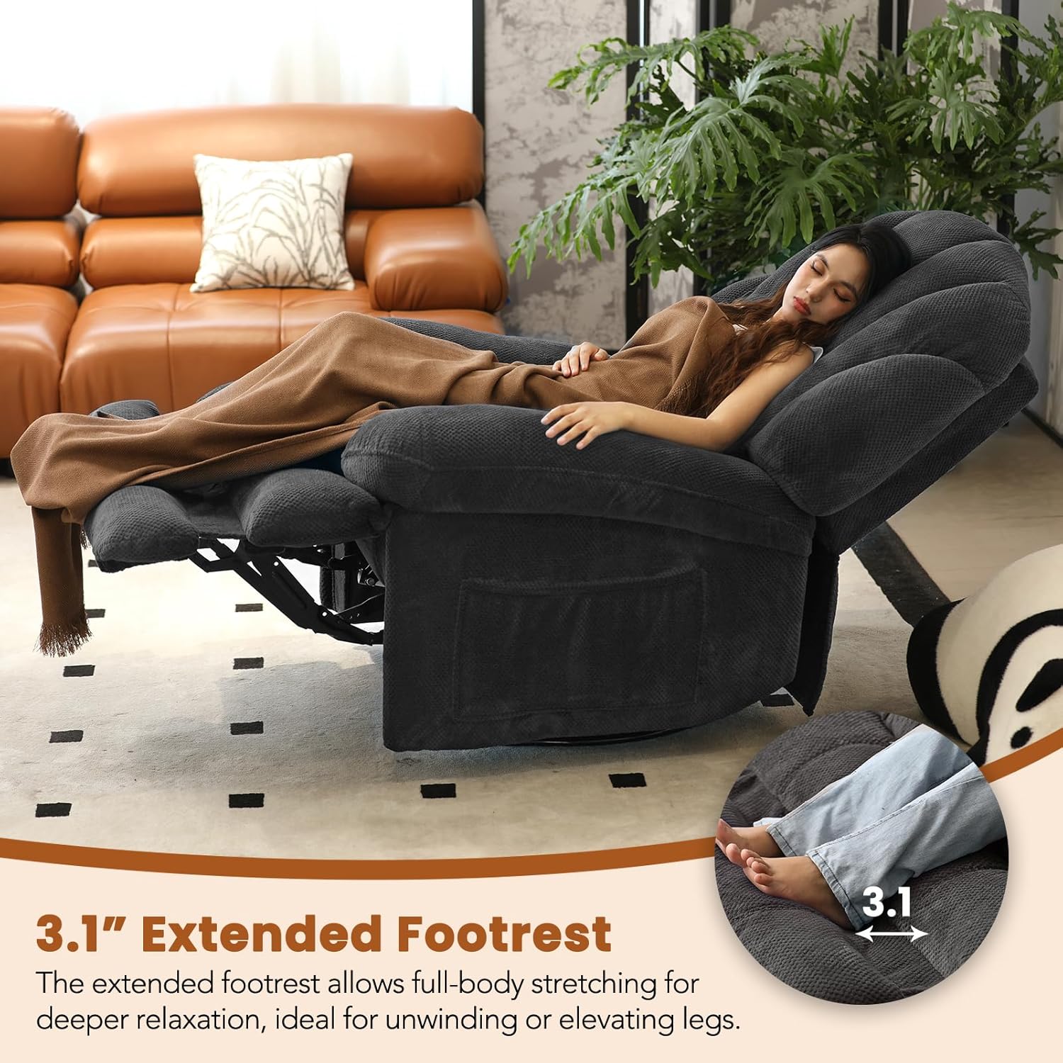 Swivel Rocking Electric  Recliner Chair with Silent Dual Motors