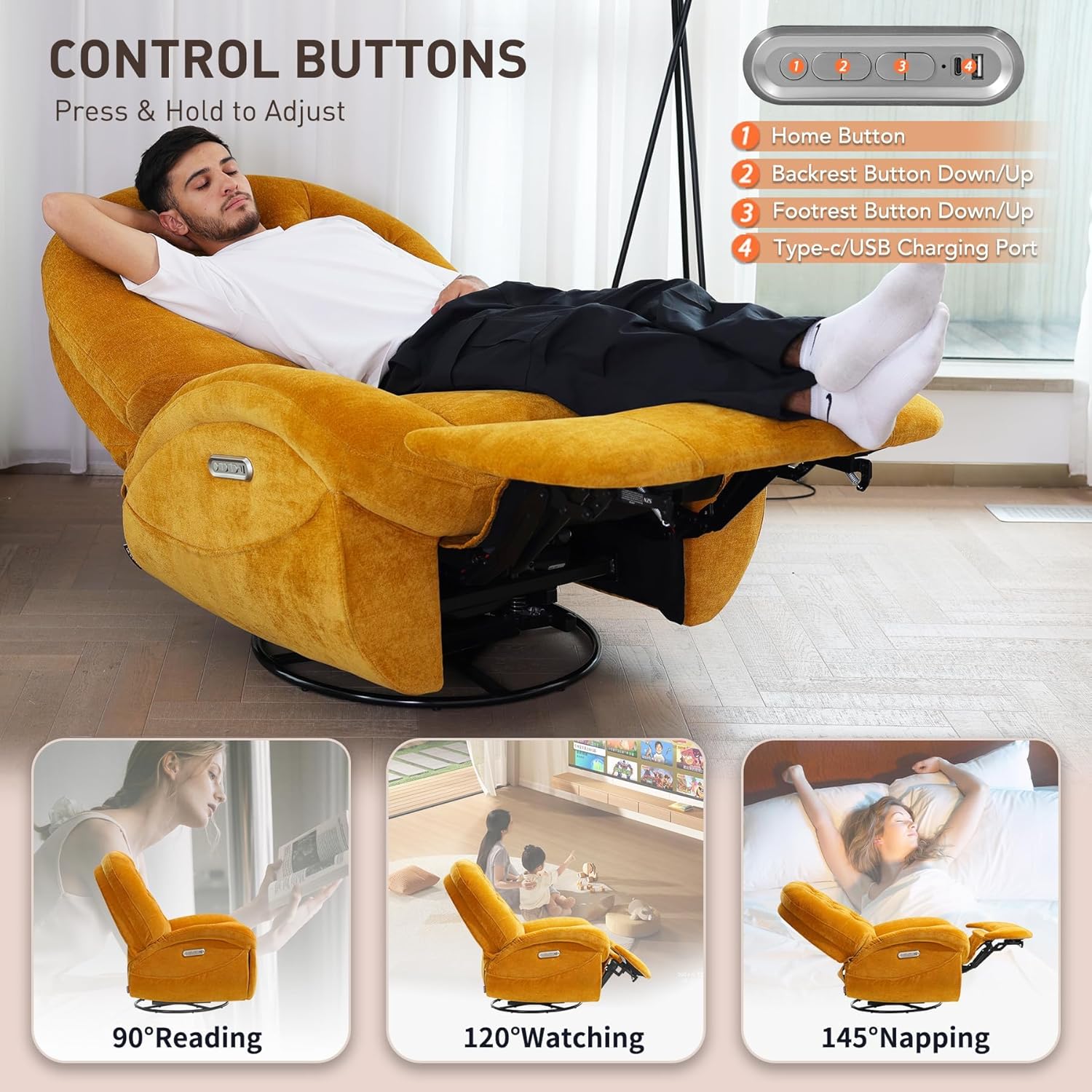 Electric Recliner Chair with Silent Dual Motors